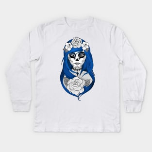 Art et Be - Santa Muerte Blue Kids Long Sleeve T-Shirt